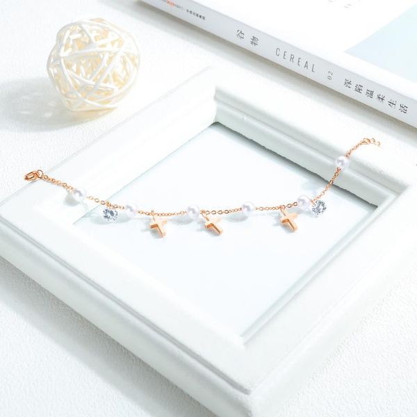 -44 korean jewelry artificial pearl titanium steel lady bracelet rose gold cross hand bangle, Black
-44 korean jewelry artificial pearl titanium steel lady bracelet rose gold cross hand bangle, Black