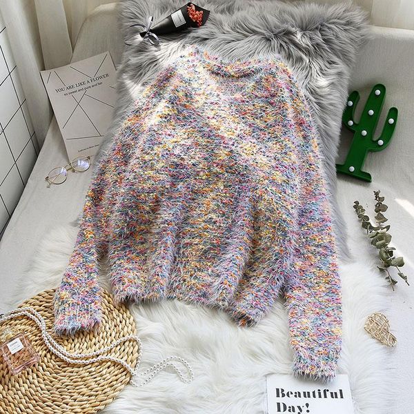 women's sweaters mohair knitted colorful women sweater and pullovers long-sleeved loose casual all match females pulls outwear, White;black
women's sweaters mohair knitted colorful women sweater and pullovers long-sleeved loose casual all match females pulls outwear, White;black