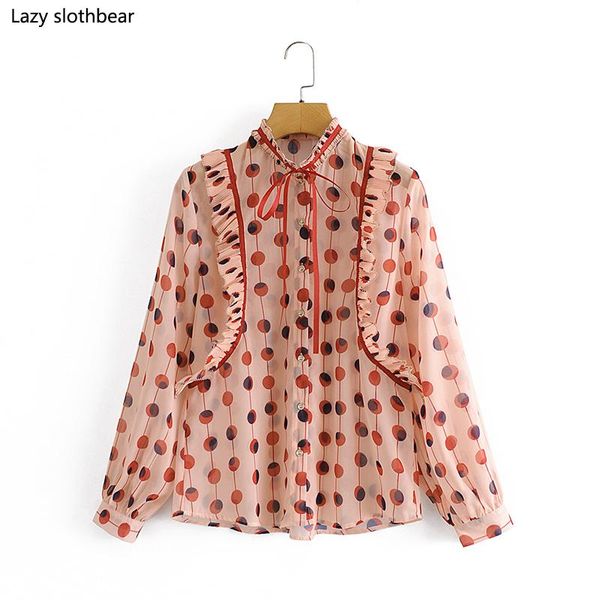 women's blouses & shirts ladies polka dot print shirt pleated chiffon long sleeve sweet girl blouse, White
women's blouses & shirts ladies polka dot print shirt pleated chiffon long sleeve sweet girl blouse, White
