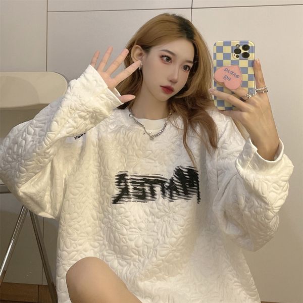 2250 thickened sweater women's pullover print versatile casual top, Blue;black 
2250 thickened sweater women's pullover print versatile casual top, Blue;black