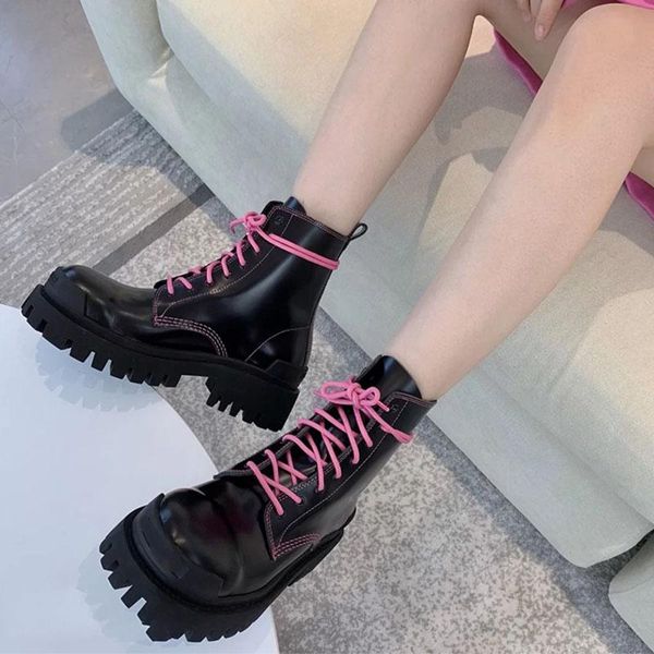 boots deat 2021 autumn winter fashion casual british style round head front lace up muffin thick bottom women sh137, Black
boots deat 2021 autumn winter fashion casual british style round head front lace up muffin thick bottom women sh137, Black
