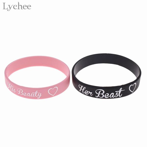 lychee trendy 2pcs silicone his beauty her beast couple bracelets black pink color bangles jewelry for men women bangle
lychee trendy 2pcs silicone his beauty her beast couple bracelets black pink color bangles jewelry for men women bangle
