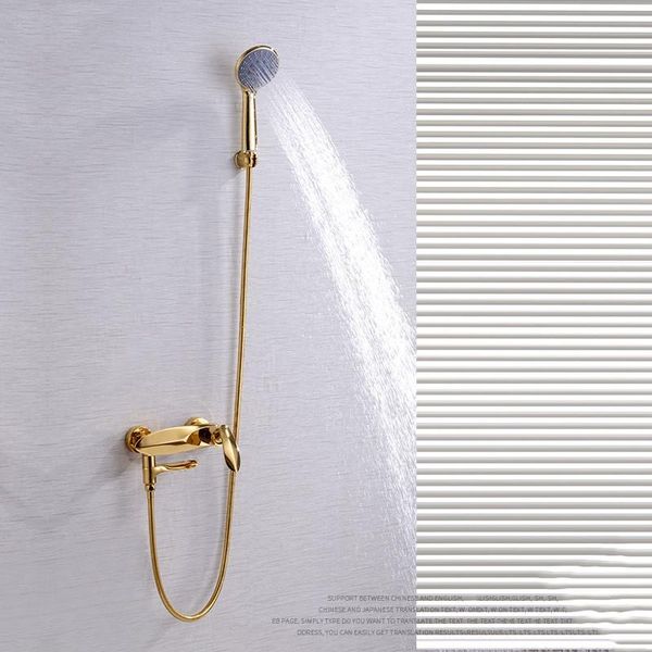 luxury gold brass bathroom shower faucet set two functions cold water mixer sets