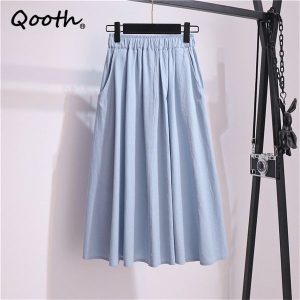 qooth solid cotton elastic waist large swing skirt with pockets womens summer mid-length pleated skirt all match skirt qt721 210518, Black
qooth solid cotton elastic waist large swing skirt with pockets womens summer mid-length pleated skirt all match skirt qt721 210518, Black