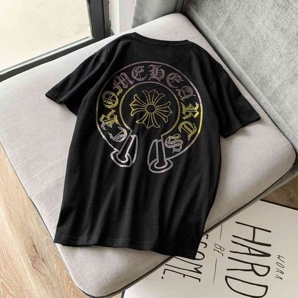 t shirt crosing colorful horseshoe drill short sleeve for men and women, White;black
t shirt crosing colorful horseshoe drill short sleeve for men and women, White;black