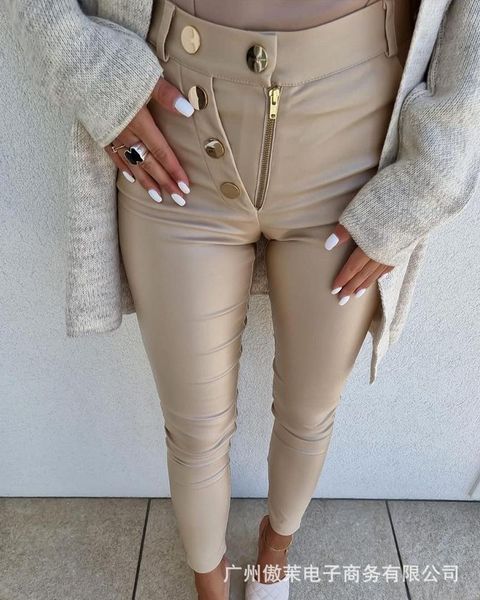 women's pants & capris 2021 leather high waist slim apricot women fashion casual zipper button design streetwear woman tight pencil, Black;white
women's pants & capris 2021 leather high waist slim apricot women fashion casual zipper button design streetwear woman tight pencil, Black;white
