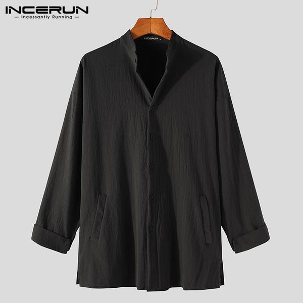 men stand collar leisure blouse vintage solid long sleeve shirts loose cotton button camisa pocket dress shirt plus size men's casual, White;black
men stand collar leisure blouse vintage solid long sleeve shirts loose cotton button camisa pocket dress shirt plus size men's casual, White;black