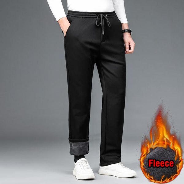 men's pants winter fleece warm casual elastic waist knitted fabric fashion thickened straight trousers male brand clothing, Black
men's pants winter fleece warm casual elastic waist knitted fabric fashion thickened straight trousers male brand clothing, Black