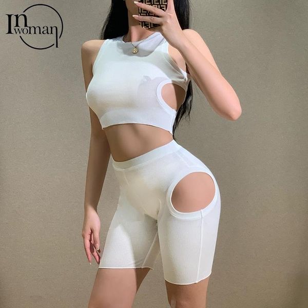 inwoman 2 piece sets hollow out womens outfits summer two shorts women halter backless crop matching women's tracksuits, Gray
inwoman 2 piece sets hollow out womens outfits summer two shorts women halter backless crop matching women's tracksuits, Gray
