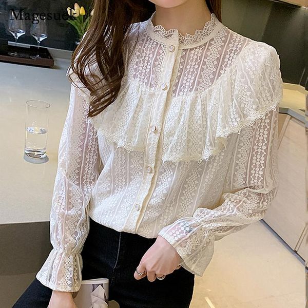 women's blouses & shirts korean women blouse spring long sleeve ruffle stitching elegant womens fashion lace stand collar loose shirt, White
women's blouses & shirts korean women blouse spring long sleeve ruffle stitching elegant womens fashion lace stand collar loose shirt, White