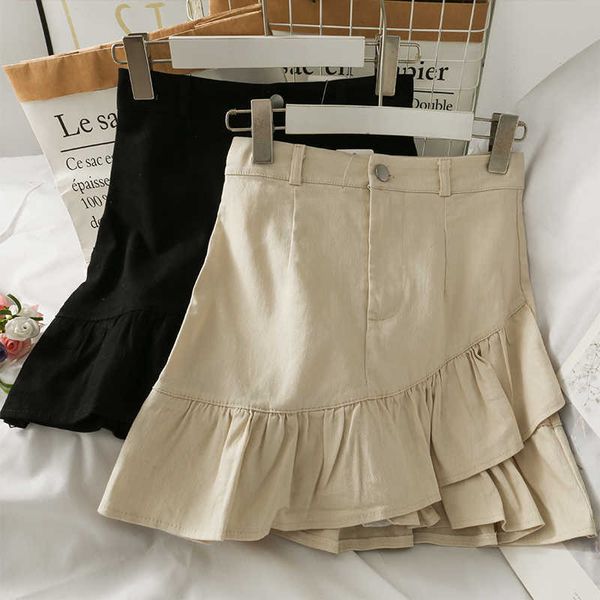 irregular ruffled high-waisted thin a-line skirt women's summer anti- solid color short skirt 210709, Black
irregular ruffled high-waisted thin a-line skirt women's summer anti- solid color short skirt 210709, Black