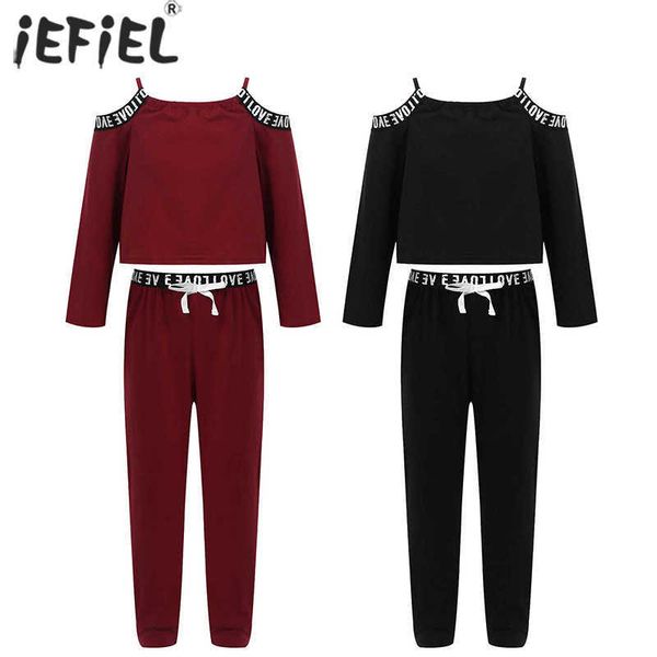 kids girls clothes tracksuit sets open shoulder long sleeve letter print tanks crop with pants workout dancewear sport sets y0909, White
kids girls clothes tracksuit sets open shoulder long sleeve letter print tanks crop with pants workout dancewear sport sets y0909, White