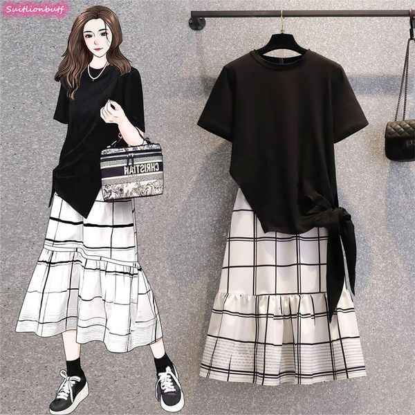 plus size tracksuits l-4xl sets dresses black short sleeve irregular tshirt elastic waist pleated plaid skirt 2 piece womens outfits
plus size tracksuits l-4xl sets dresses black short sleeve irregular tshirt elastic waist pleated plaid skirt 2 piece womens outfits