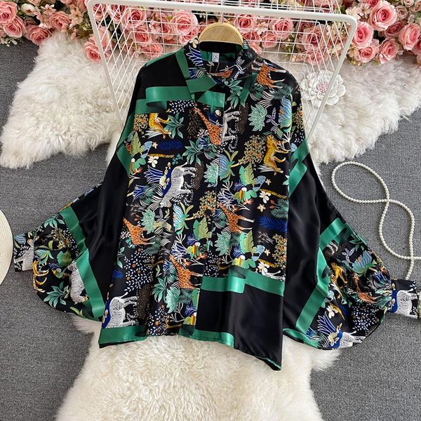 women's blouses & shirts 2021 spring plus size retro temperament korean loose single-breasted chiffon shirt printed bat sleeve women s8, White
women's blouses & shirts 2021 spring plus size retro temperament korean loose single-breasted chiffon shirt printed bat sleeve women s8, White