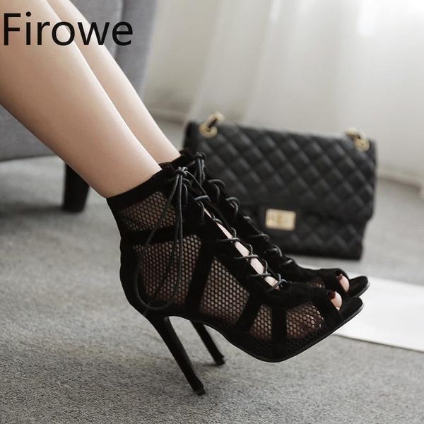 sandals firowe women fashion lace up peep toe high heel ankle strap net surface hollow out sandalias de tacon, Black
sandals firowe women fashion lace up peep toe high heel ankle strap net surface hollow out sandalias de tacon, Black