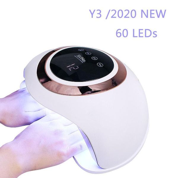 y3 120w led uv lamp nail dryer 60pcs professional uv lamp for drying gel polish 10/30/60/99s timer auto sensing with lcd display