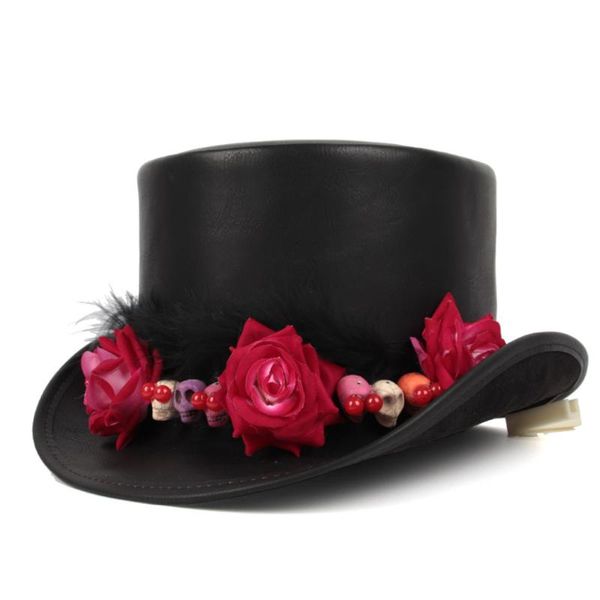 stingy brim hats women leather hat lday shower fedora magic flower skull cosplay party cap 3 size, Blue;gray
stingy brim hats women leather hat lday shower fedora magic flower skull cosplay party cap 3 size, Blue;gray