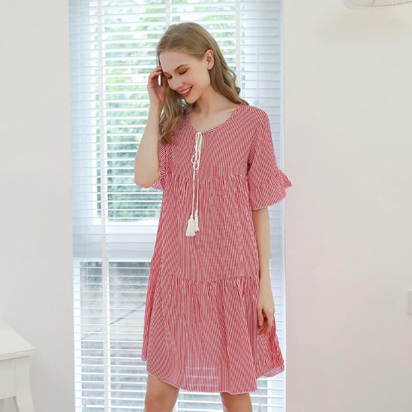 women's sleepwear womens cotton nightgowns striped sleepshirts short sleeve tassels nightshirts dresses soft, Black;red
women's sleepwear womens cotton nightgowns striped sleepshirts short sleeve tassels nightshirts dresses soft, Black;red