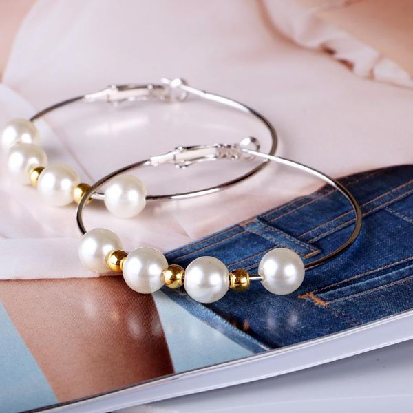 hoop & huggie big round earring for women silver color alloy trendy wholesale party beads imitation pearls fashion jewelry e0038, Golden;silver
hoop & huggie big round earring for women silver color alloy trendy wholesale party beads imitation pearls fashion jewelry e0038, Golden;silver