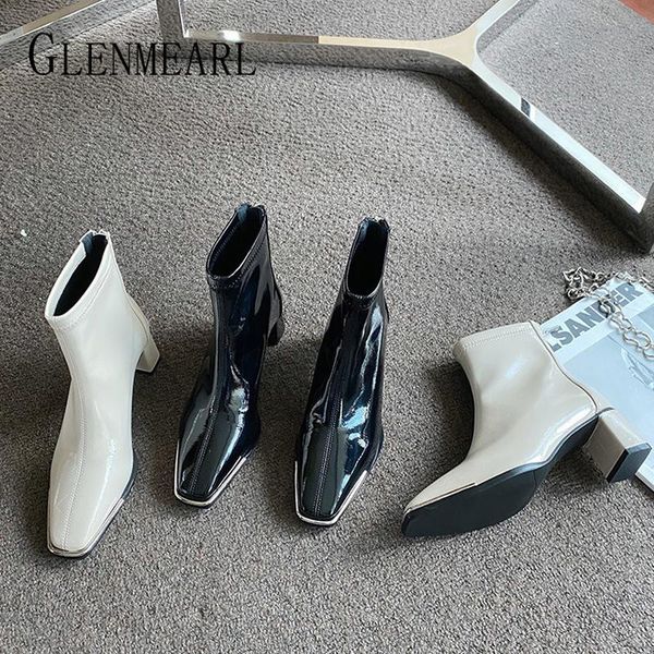women boots female thick heel square toe ankle leather short autumn winter warm fashion 2021 arrival, Black
women boots female thick heel square toe ankle leather short autumn winter warm fashion 2021 arrival, Black