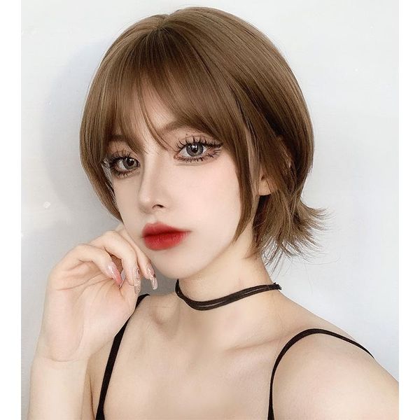 synthetic female short wig linen brown/cold brown bobo curly hair heat-resistant wig. wigs, Black
synthetic female short wig linen brown/cold brown bobo curly hair heat-resistant wig. wigs, Black