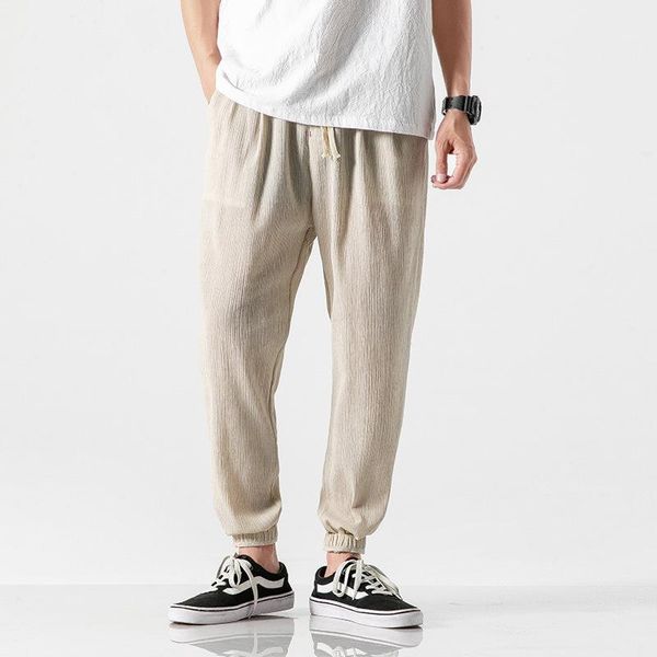 men's pants broek men linen loose hip streetwear jogger casual gentlemen, Black
men's pants broek men linen loose hip streetwear jogger casual gentlemen, Black