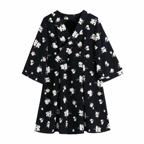 women dress with girdle kimono style flower printed v-neck elegant casual vintage chic lady woman short dresses, Black;gray
women dress with girdle kimono style flower printed v-neck elegant casual vintage chic lady woman short dresses, Black;gray