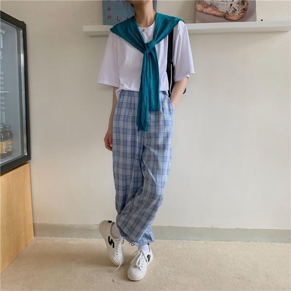 women's pants & capris 2021 women summer blue plaid leisure korean lovely students harajuku sports vintage drawstring high waist trouse, Black;white
women's pants & capris 2021 women summer blue plaid leisure korean lovely students harajuku sports vintage drawstring high waist trouse, Black;white
