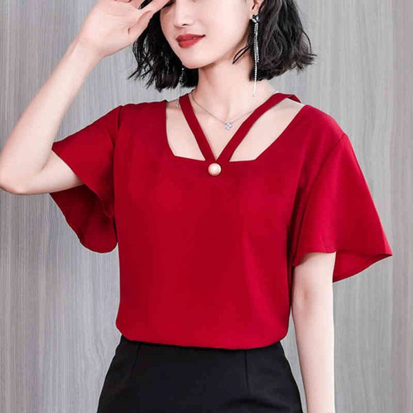 female shirt women summer v-collar chiffon blouses short sleeves fashion 's clothing 609j3 210420, White
female shirt women summer v-collar chiffon blouses short sleeves fashion 's clothing 609j3 210420, White