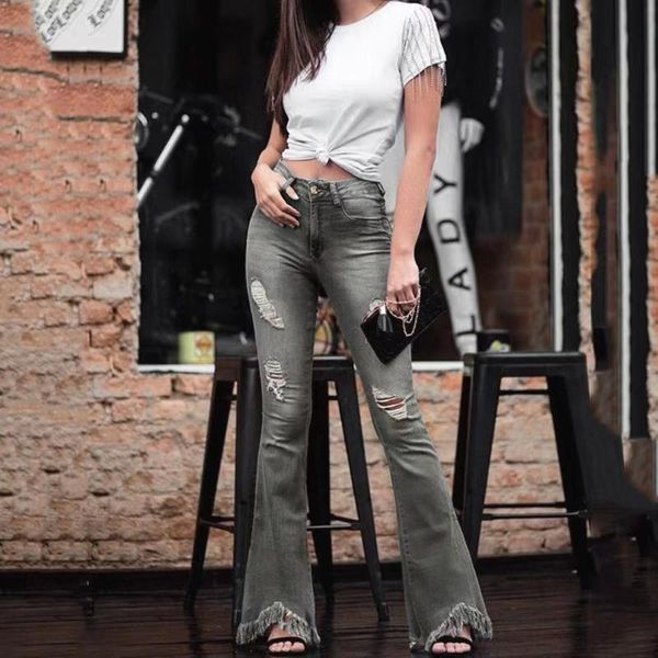 women's pants & capris women high waist ripped trousers ladies slim slimming flared long flare street wear, Black;white
women's pants & capris women high waist ripped trousers ladies slim slimming flared long flare street wear, Black;white