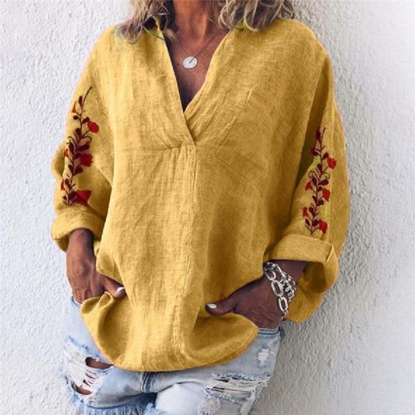 women's blouses & shirts plus size 5xl vintage women v-neck floral embroidery long sleeve blouse spring fashion ladies casual cotton lo, White
women's blouses & shirts plus size 5xl vintage women v-neck floral embroidery long sleeve blouse spring fashion ladies casual cotton lo, White