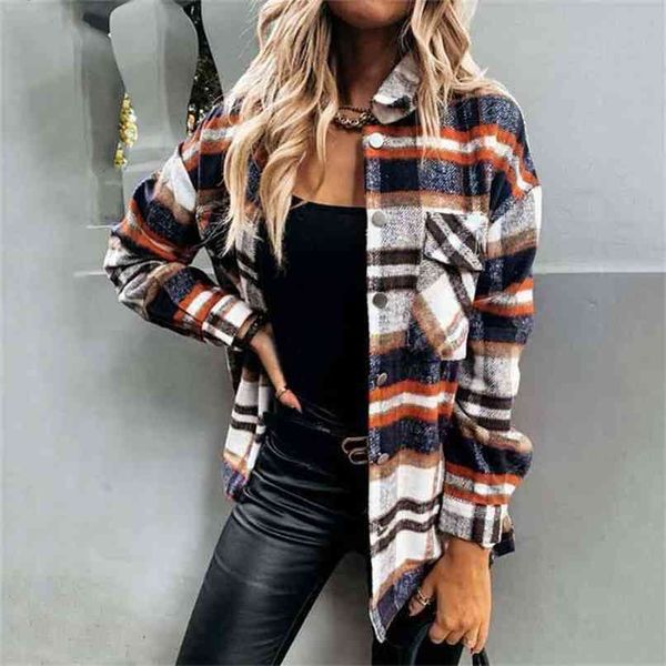 autumn long plaid jacket women coat overshirt winter checkered female sleeve shirt for 210922, Black;brown
autumn long plaid jacket women coat overshirt winter checkered female sleeve shirt for 210922, Black;brown