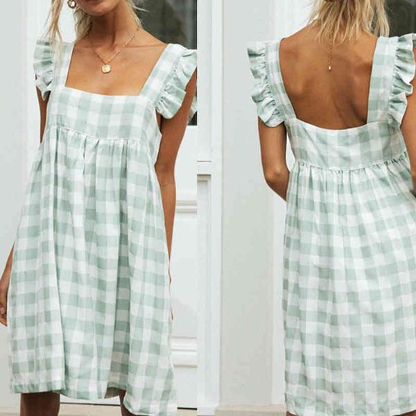 women's plaid casual women summer loose mini beach boho daily vestidos de mujer korean party dress 210413, Black;gray
women's plaid casual women summer loose mini beach boho daily vestidos de mujer korean party dress 210413, Black;gray