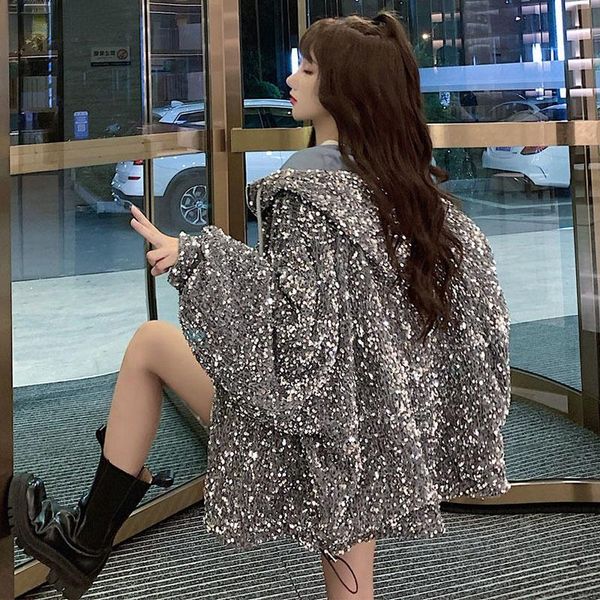 women's jackets 2021 winter jacket women korean style hooded sequins padded coat plus size loose add cotton to thicken female, Black;brown
women's jackets 2021 winter jacket women korean style hooded sequins padded coat plus size loose add cotton to thicken female, Black;brown