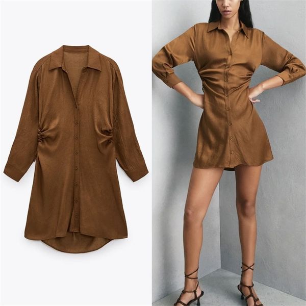 wrinkled mini shirt dress women vintage long sleeve ruching summer es woman side vents drawstrings irregular 210524, Black;gray
wrinkled mini shirt dress women vintage long sleeve ruching summer es woman side vents drawstrings irregular 210524, Black;gray