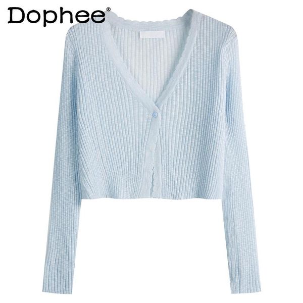 women's knits & tees v-neck knitted cardigan for women thin all-match single-breasted knitwear 2021 summer gentle long sleeve short ele, White
women's knits & tees v-neck knitted cardigan for women thin all-match single-breasted knitwear 2021 summer gentle long sleeve short ele, White