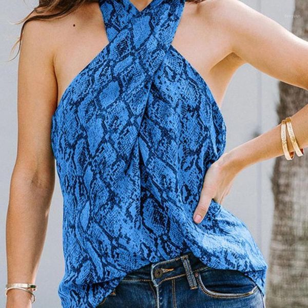 women snakeskin halter cross twist tanks female sleeveless vest summer ladies loose modern shirt women's t-shirt, White
women snakeskin halter cross twist tanks female sleeveless vest summer ladies loose modern shirt women's t-shirt, White