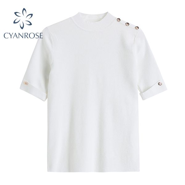 korean short sleeve t shirt women summer elegant loose female tees casual button spliced design retro streetwear tide basic 210417, White
korean short sleeve t shirt women summer elegant loose female tees casual button spliced design retro streetwear tide basic 210417, White