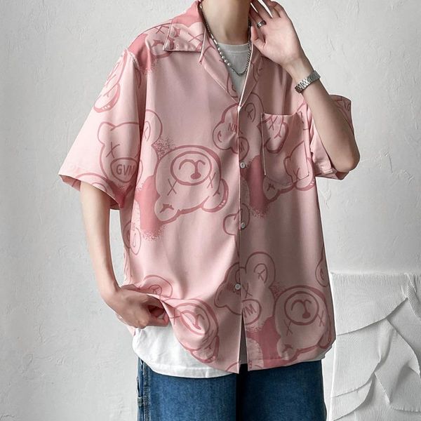 men's casual shirts cute bear printed men loose korean shirt short sleeve fashion kawaii blouses harajuku big size couple, White;black
men's casual shirts cute bear printed men loose korean shirt short sleeve fashion kawaii blouses harajuku big size couple, White;black