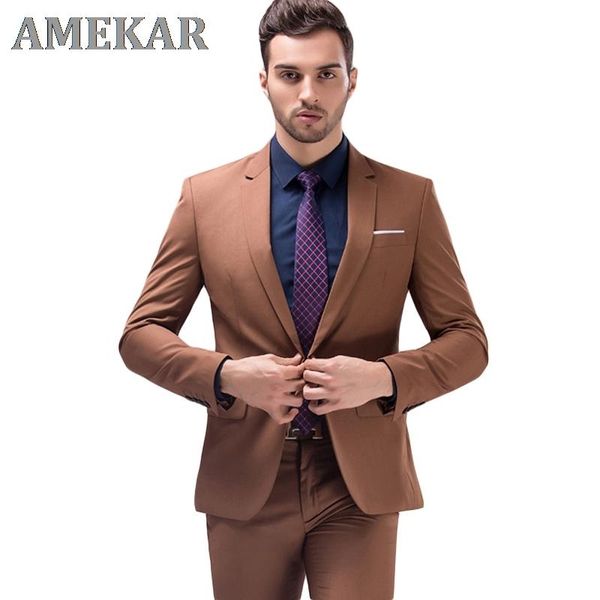 men's suits & blazers jacket+pants brown green burgundy black pink men brand slim fit groom wedding suit korean fashion party prom wear, White;black
men's suits & blazers jacket+pants brown green burgundy black pink men brand slim fit groom wedding suit korean fashion party prom wear, White;black