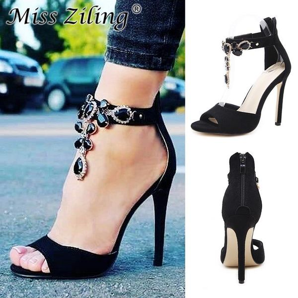 black crystal women embellished suede leather high heel sandals peep toe ankle strap rhinestones gladiator shoes a520
black crystal women embellished suede leather high heel sandals peep toe ankle strap rhinestones gladiator shoes a520