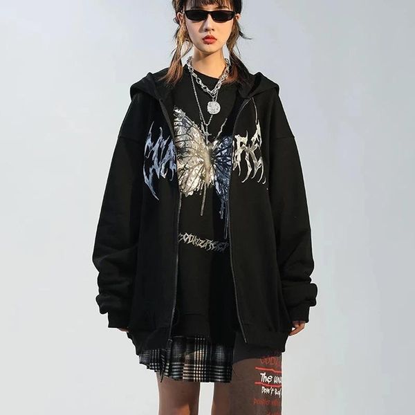 women's hoodies & sweatshirts women hip hop streetwear 2021 autumn butterfly print oversized hooded coat goth harajuku y2k grunge punk, Black
women's hoodies & sweatshirts women hip hop streetwear 2021 autumn butterfly print oversized hooded coat goth harajuku y2k grunge punk, Black
