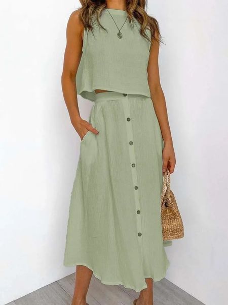 loose casual white solid women skirt set sleeveless crop and button pockets skirts ladies suit summer beach style 210518
loose casual white solid women skirt set sleeveless crop and button pockets skirts ladies suit summer beach style 210518