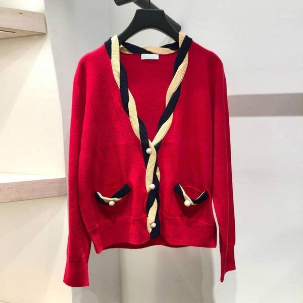 women's knits & tees woman red sweater wool cardigan v-neck pocket knitted fashion casual warm clothes women, White
women's knits & tees woman red sweater wool cardigan v-neck pocket knitted fashion casual warm clothes women, White