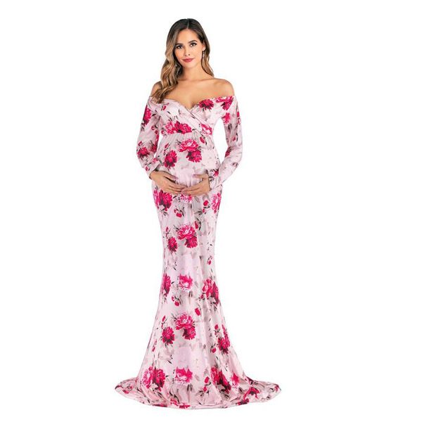 maternity dresses shoulderless floral long pregnant women pregnancy dress pography props maxi gown for po shoots, White
maternity dresses shoulderless floral long pregnant women pregnancy dress pography props maxi gown for po shoots, White