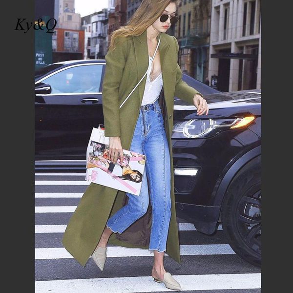 women's wool & blends 2021 autumn winter green long coats elegant outwear trend suit collar sleeved woolen overcoat, Black
women's wool & blends 2021 autumn winter green long coats elegant outwear trend suit collar sleeved woolen overcoat, Black