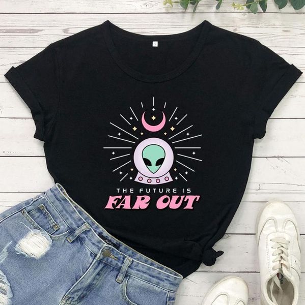 women's t-shirt the future is ear out funny moon alien graphic tshirt women summer style t shirt abstract tees, White
women's t-shirt the future is ear out funny moon alien graphic tshirt women summer style t shirt abstract tees, White