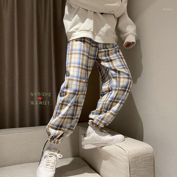 cotton plaid pants men's fashion retro casual men streetwear korean loose hip-hop straight wide leg mens trousers, Black
cotton plaid pants men's fashion retro casual men streetwear korean loose hip-hop straight wide leg mens trousers, Black