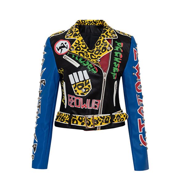leather jacket chaopai graffiti printing motorcycle clothes short rivet women autumn and winter fashion personalized, Black
leather jacket chaopai graffiti printing motorcycle clothes short rivet women autumn and winter fashion personalized, Black