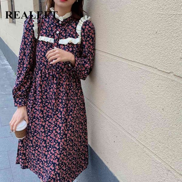 long sleeve women dress elegant vintage ruffles single breasted korean style ladies dresses female 210428, Black;gray
long sleeve women dress elegant vintage ruffles single breasted korean style ladies dresses female 210428, Black;gray